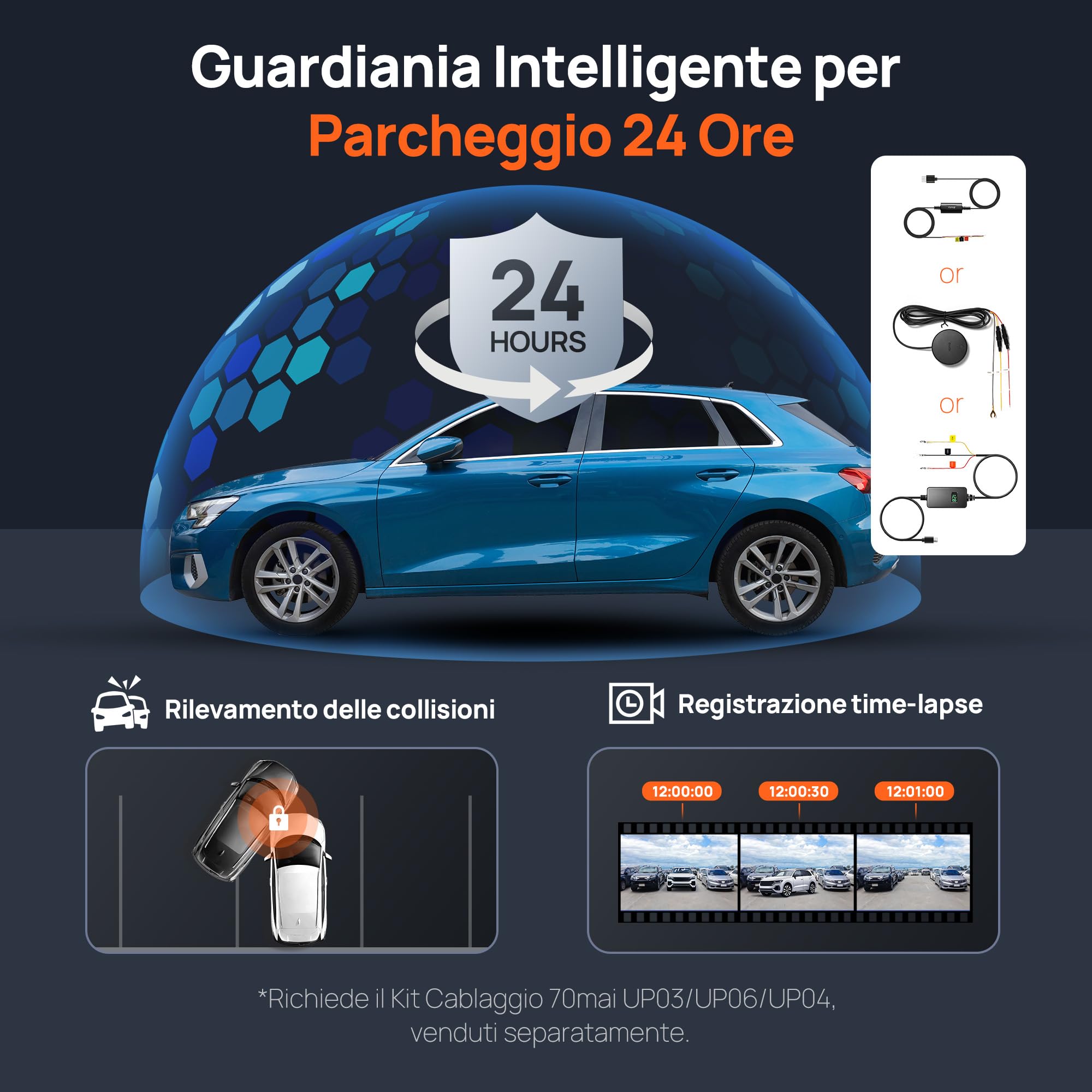 70mai Serie A A510 dash cam doppia SD 64GB GPS