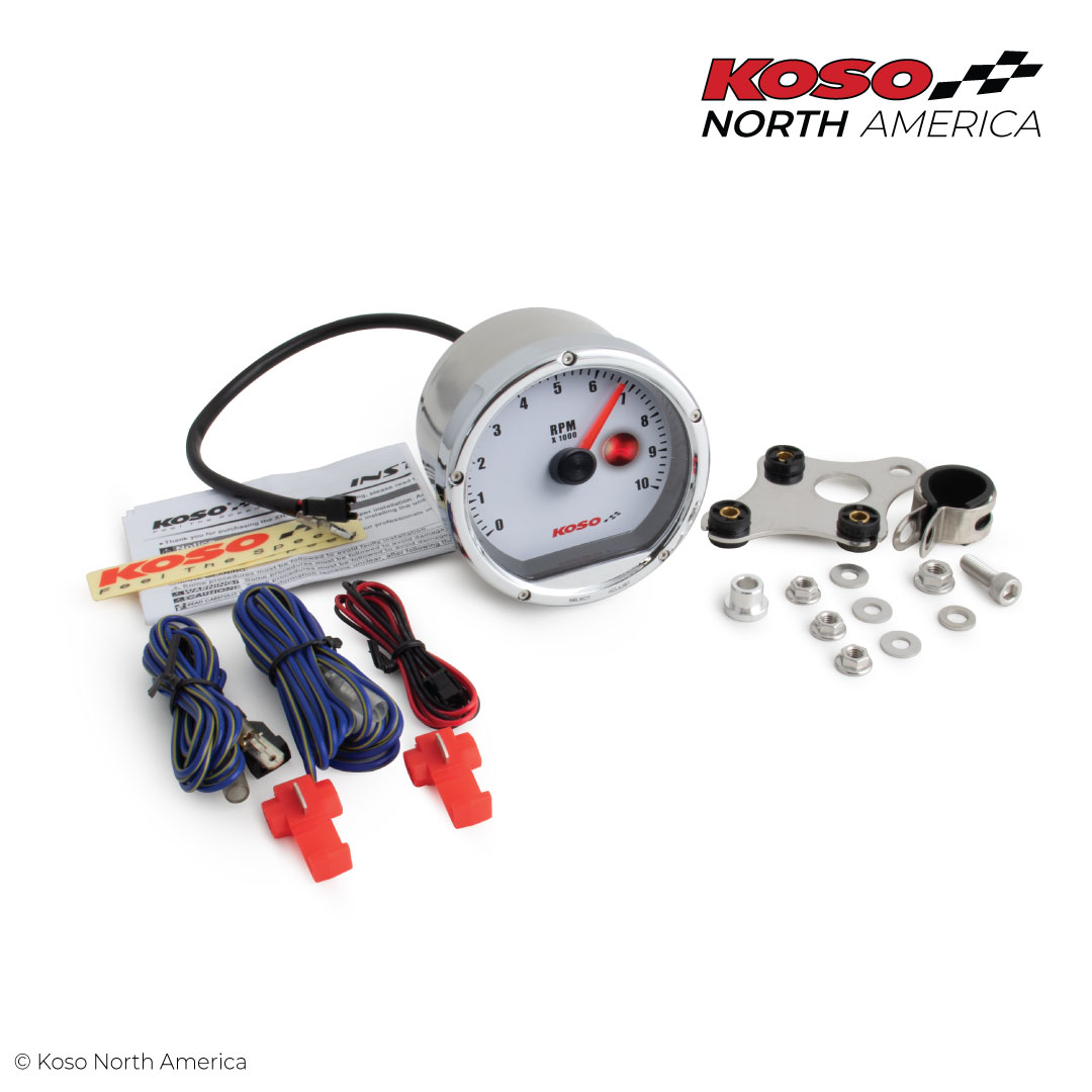Koso TNT-01R contagiri 10000 giri chrome bianco