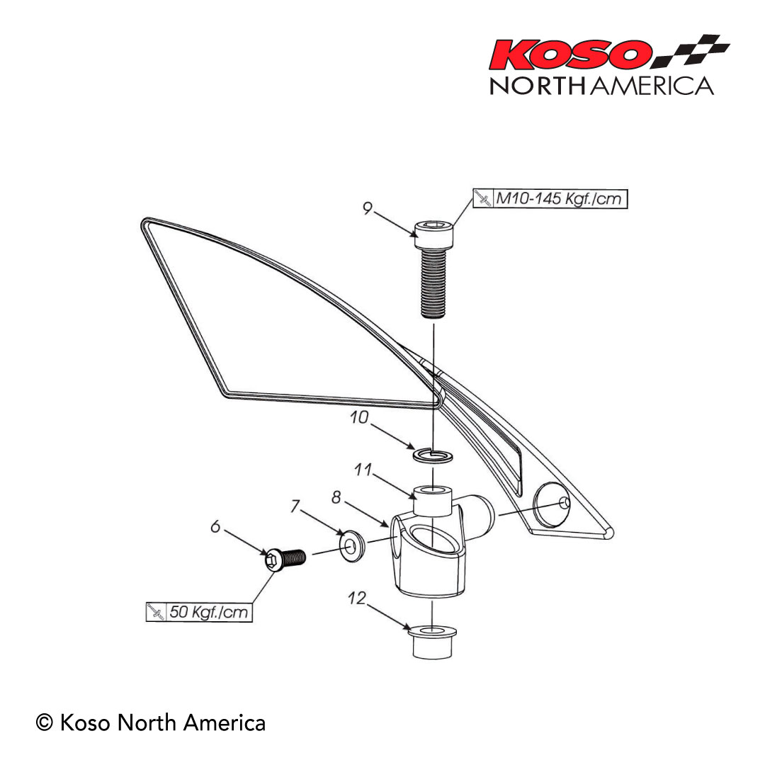 Koso Devils Style specchietti moto M10 carbon look