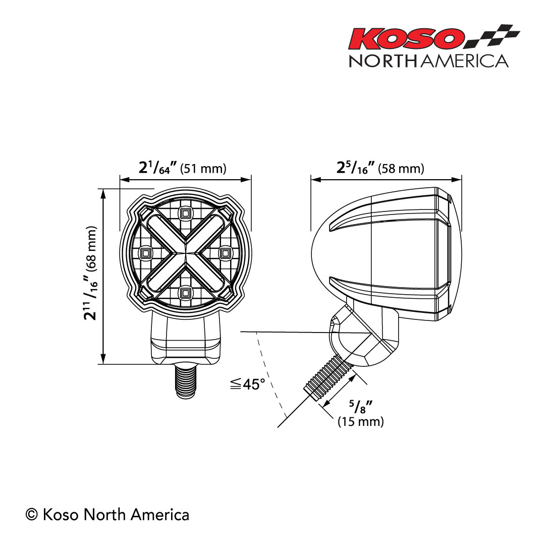 Koso GT-02S stop LED rosso lente X