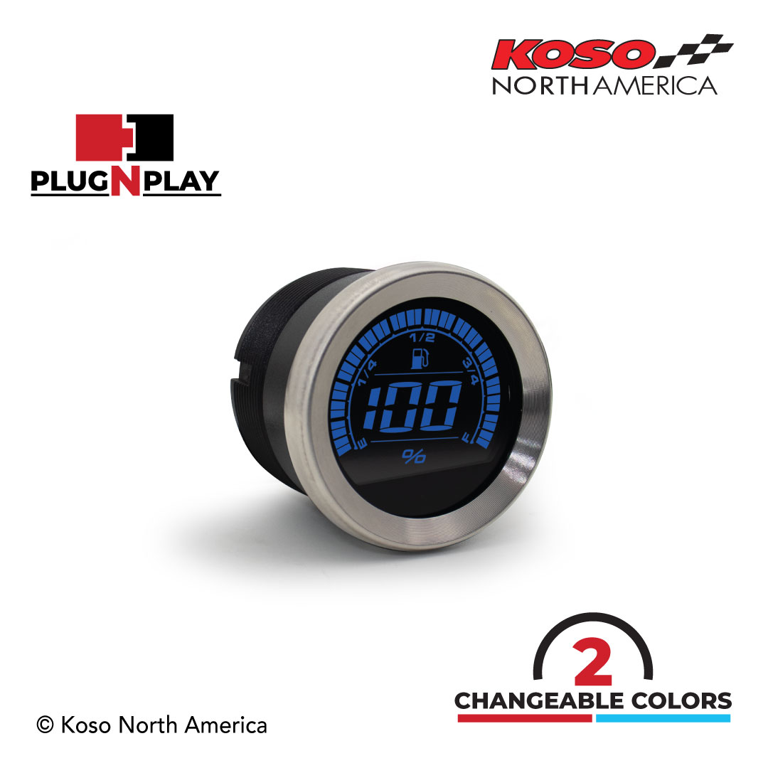 Koso HD-02F indicatore benzina Harley cornice argento