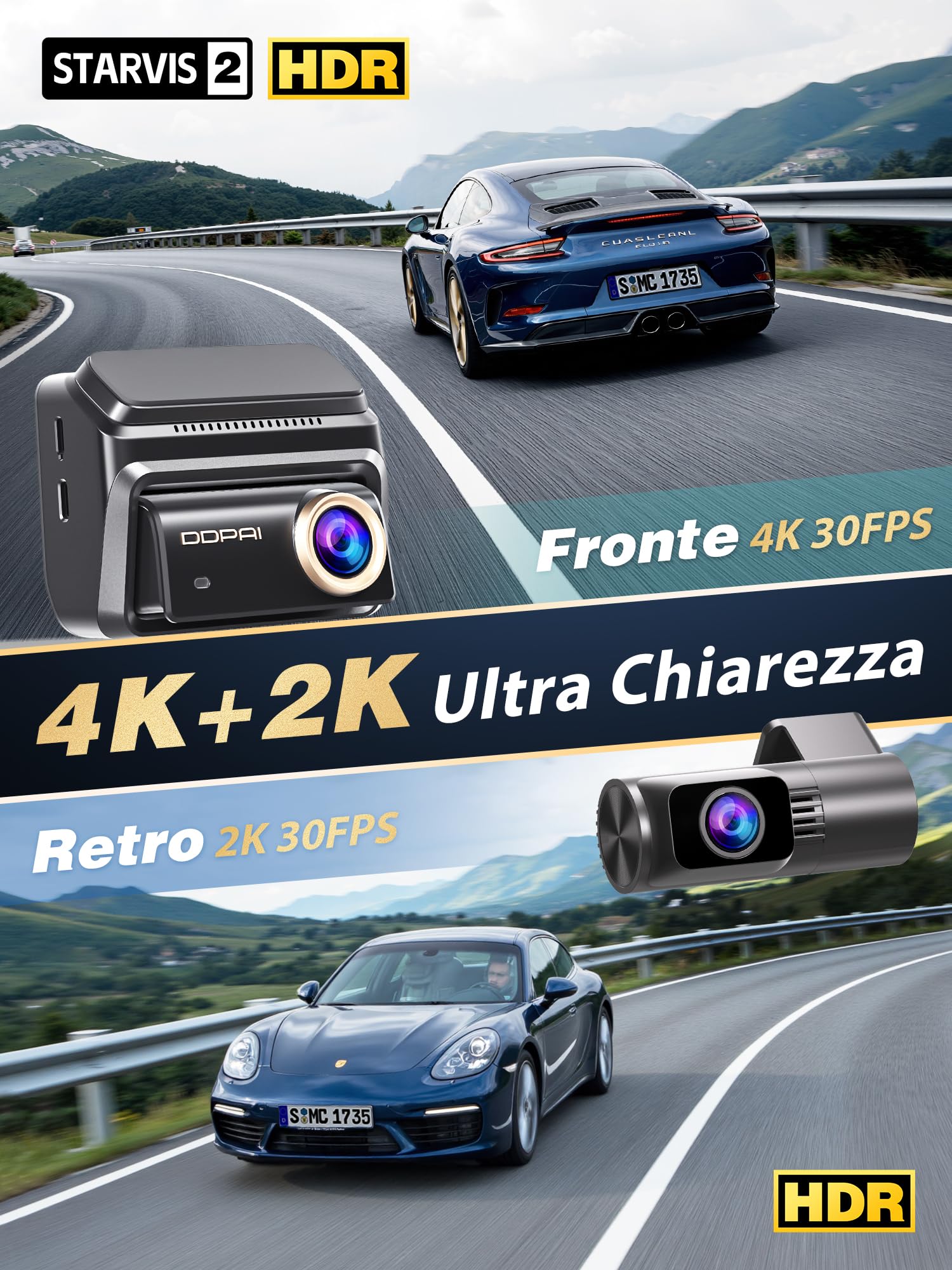 DDPAI Z90 Pro dash cam auto 4K+2K 64GB GPS ADAS