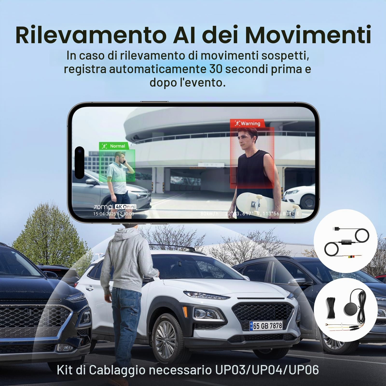 70mai X800 Omni dash cam auto 4K+1080P + kit UP03