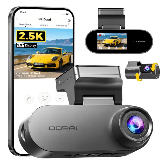 DDPAI N2 Dual dash cam auto 2.5K+1080P LCD 1,9"