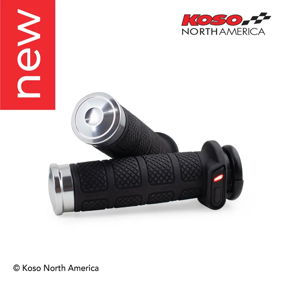 Koso Titan-II manopole riscaldate cromate Harley gas elettronico