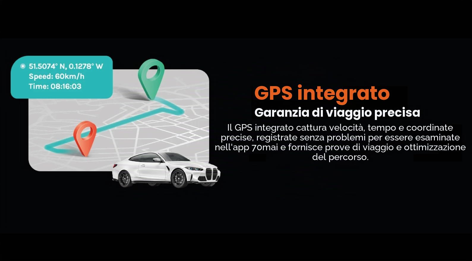 70mai A510 dash cam auto 1944P solo anteriore