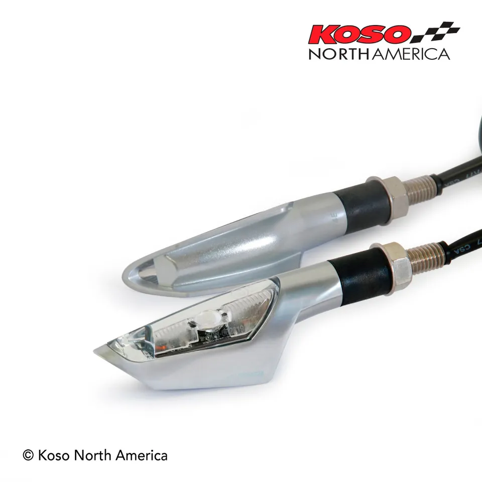 Koso Jet frecce LED moto argento lente chiara