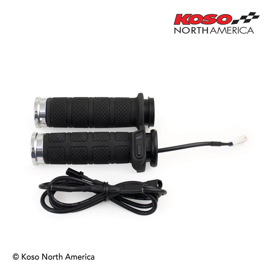 Koso Titan-II manopole riscaldate cromate Harley gas elettronico