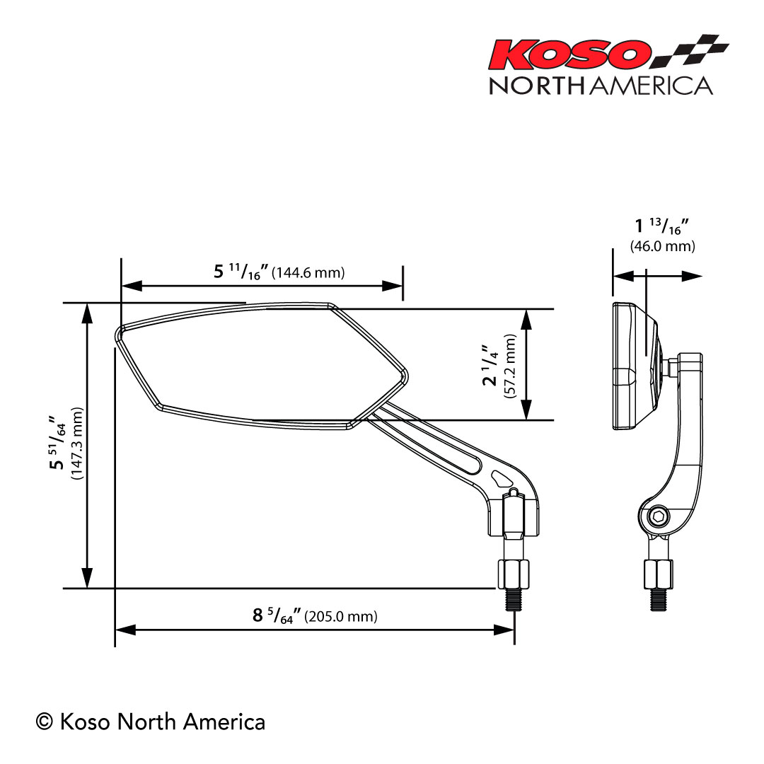 Koso GT Style specchi M10 nero opaco lente chiara