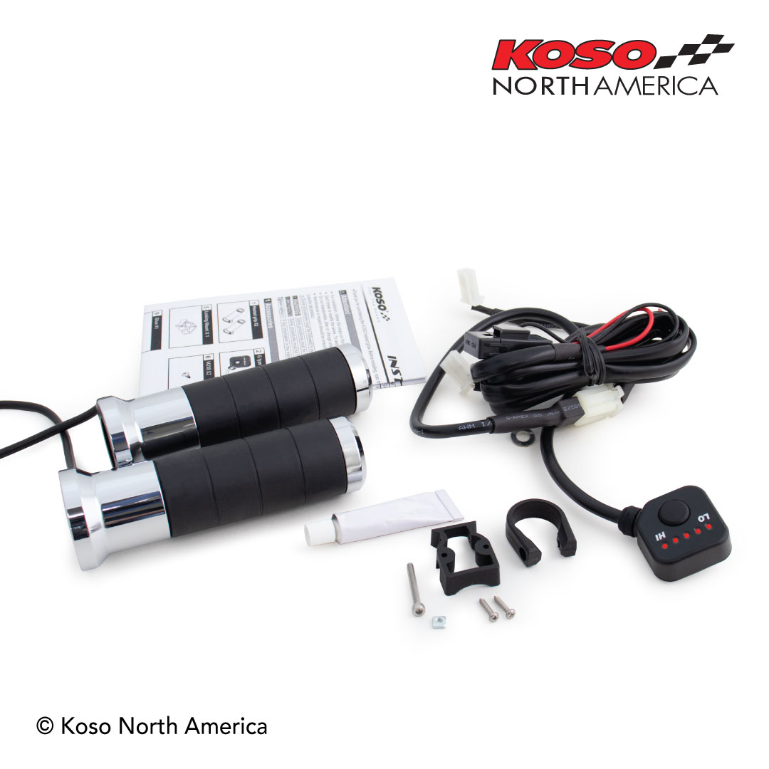 Koso Titan manopole riscaldate cromo per cruiser 12V