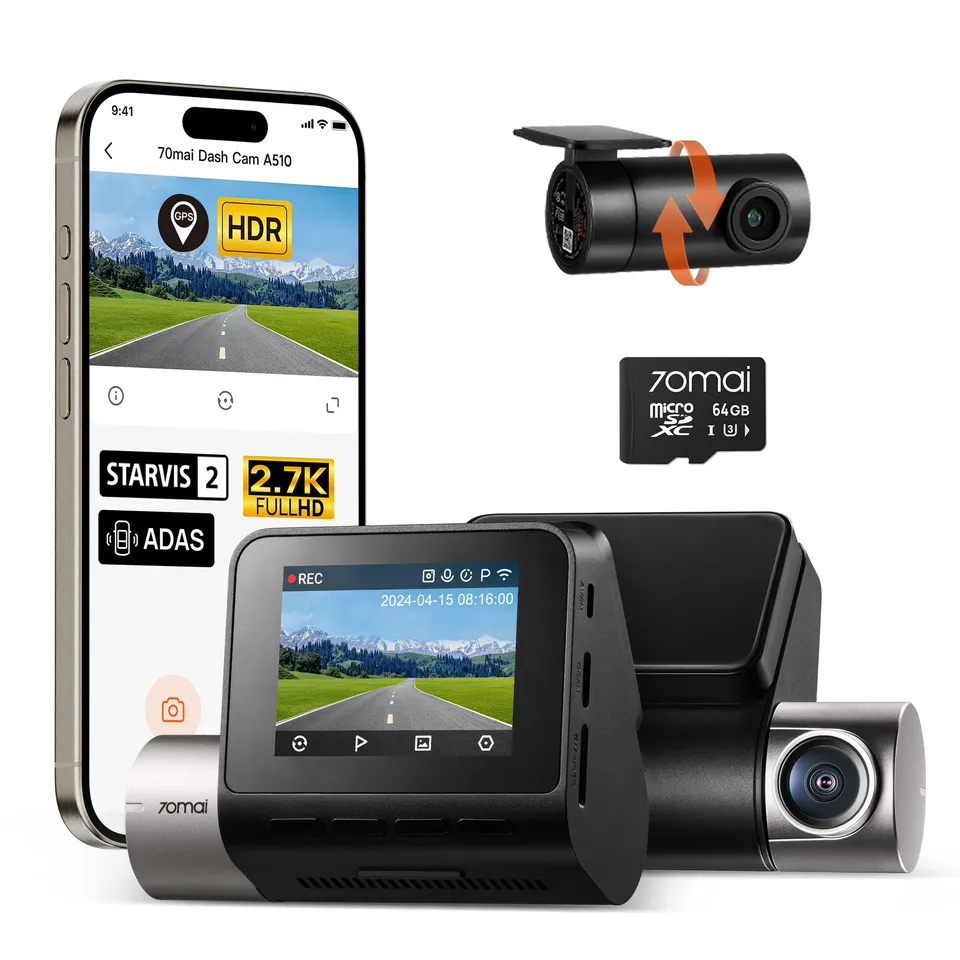 70mai Serie A A510 dash cam doppia SD 64GB GPS