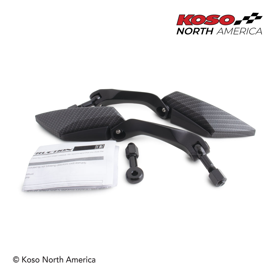 Koso TT-Style specchietti moto carbonio lente chiara neri