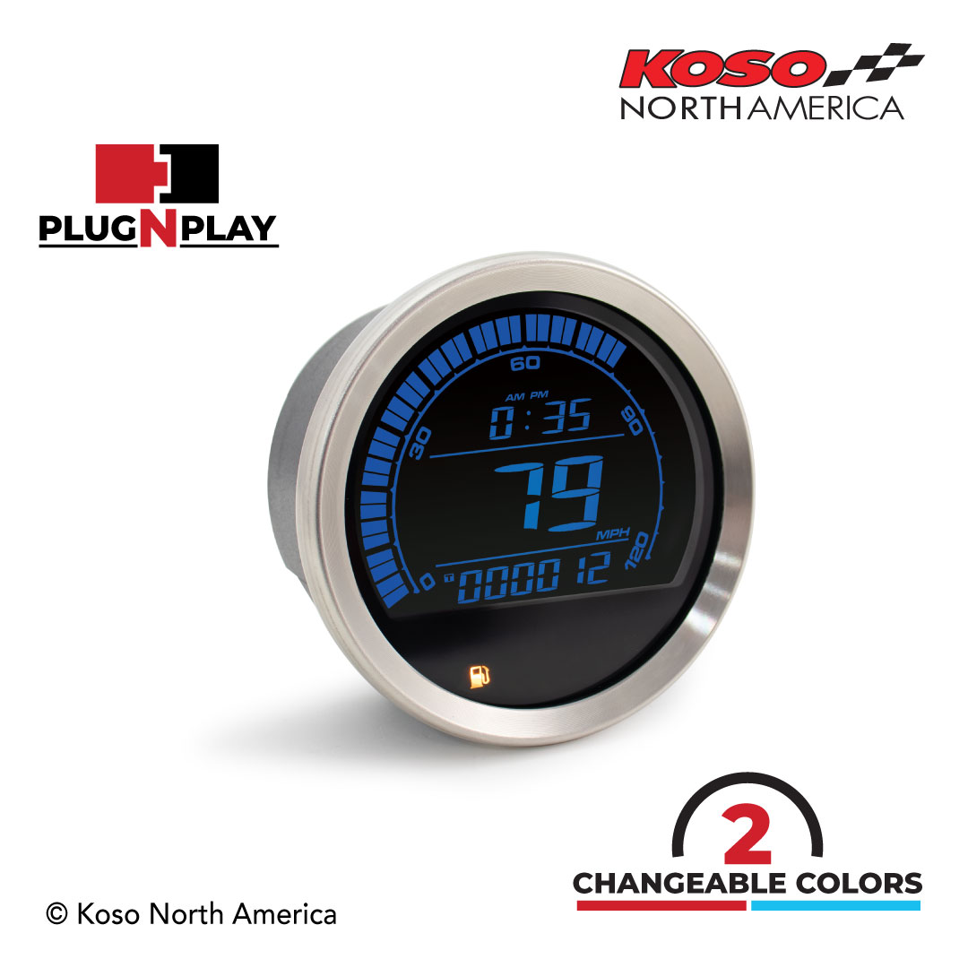Koso HD-02S contachilometri Harley ghiera argento