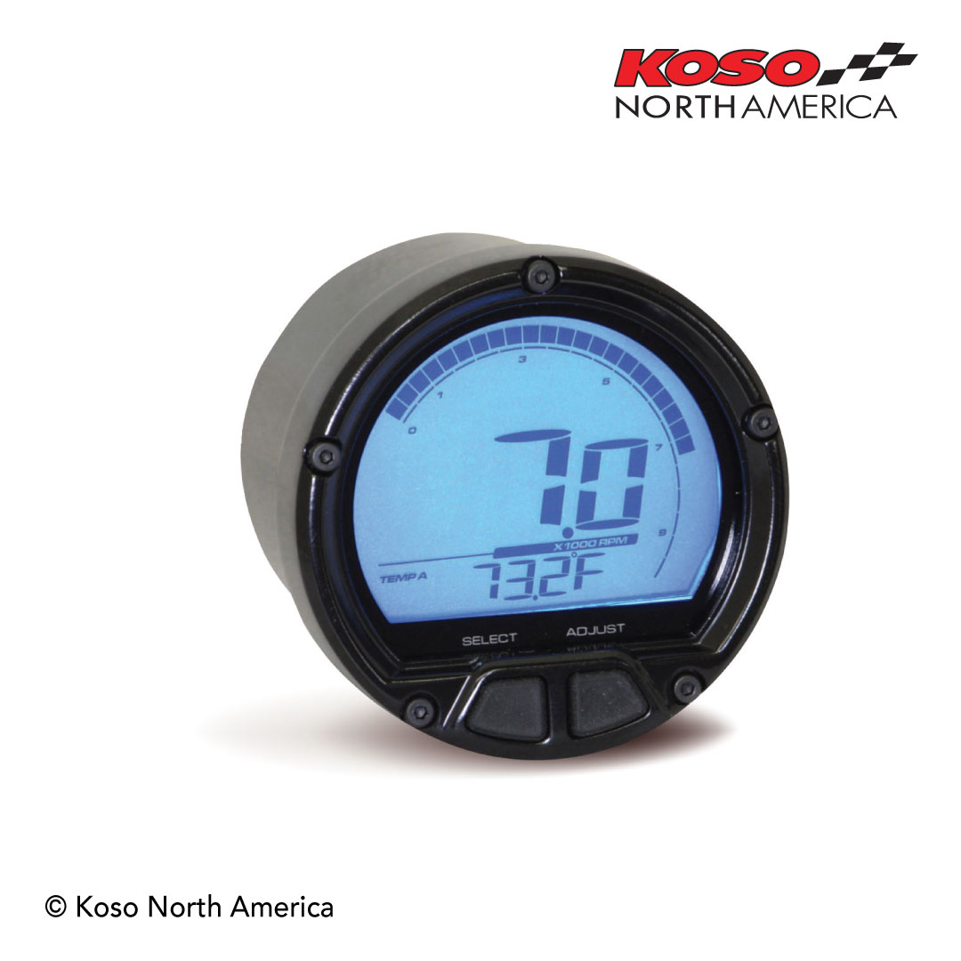 Koso DL-02R contagiri nero con retroilluminazione blu