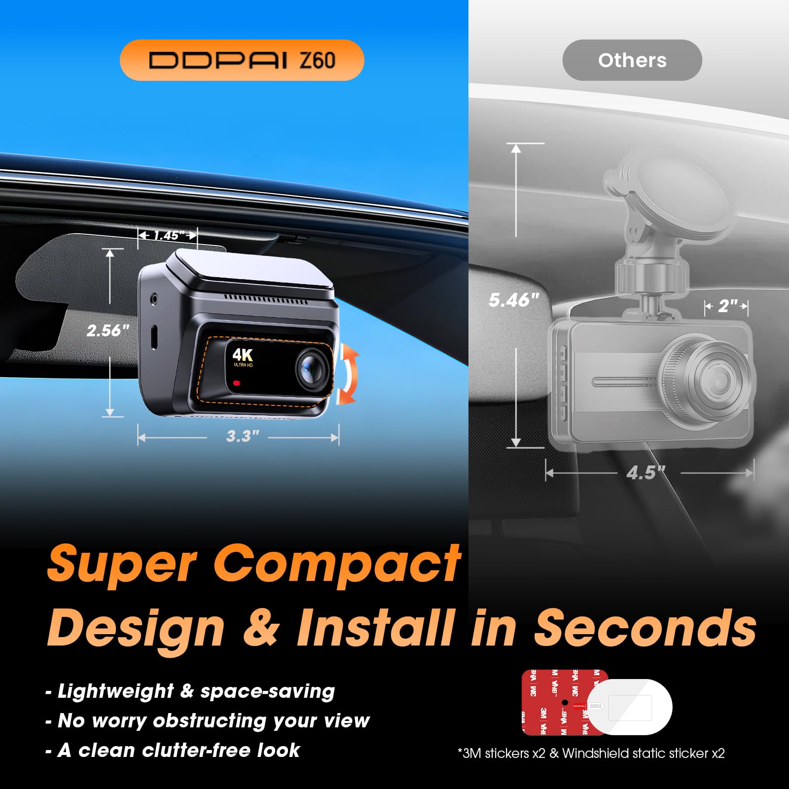DDPAI Z60 dashcam auto 4K+1080P con SD 64GB GPS