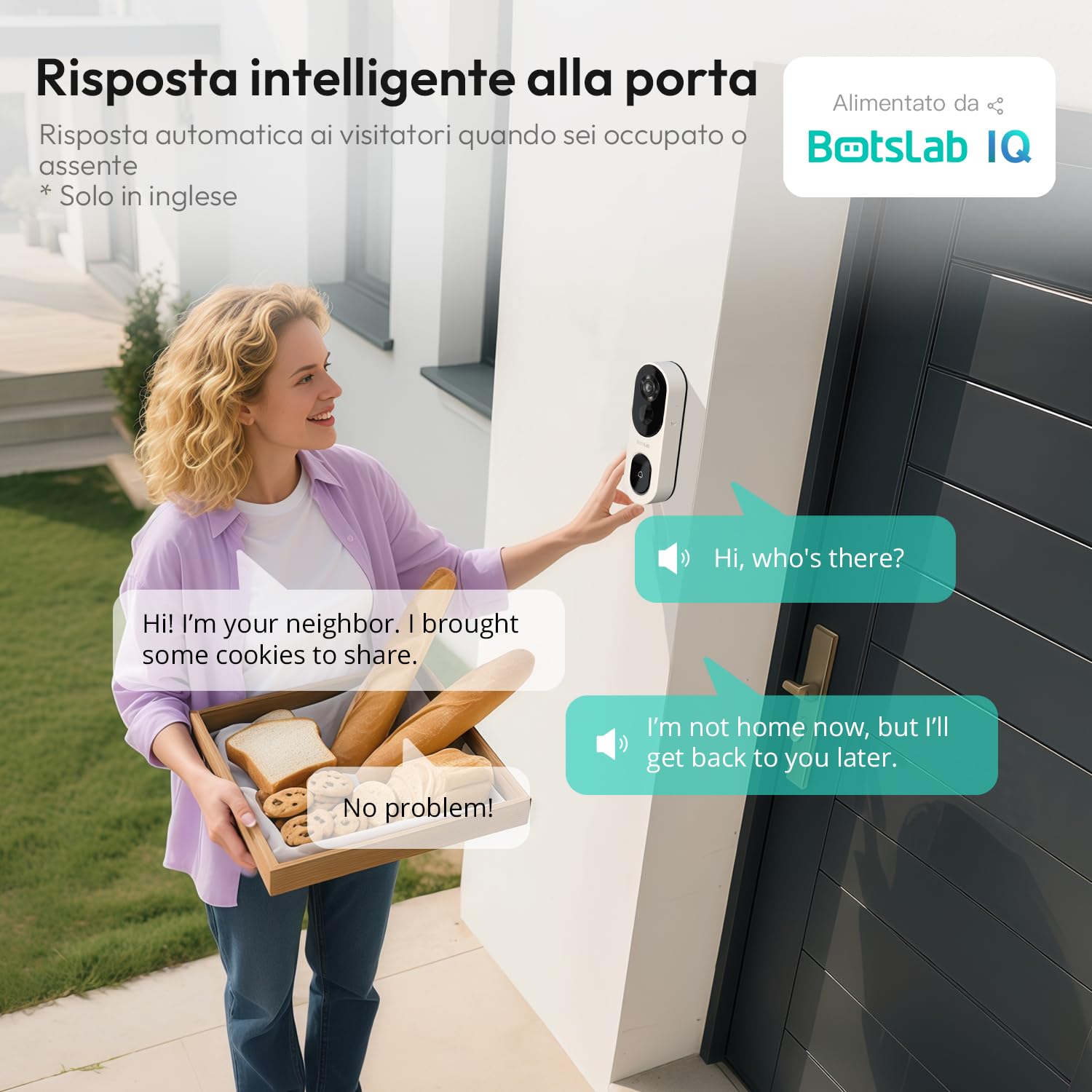 Botslab videocitofono WiFi 2K bianco IP66