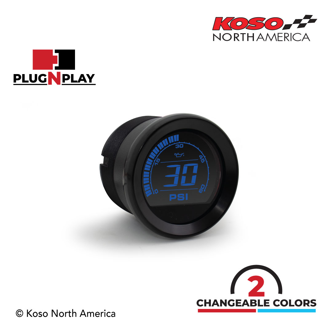 Koso HD-02P manometro olio Harley cornice nera