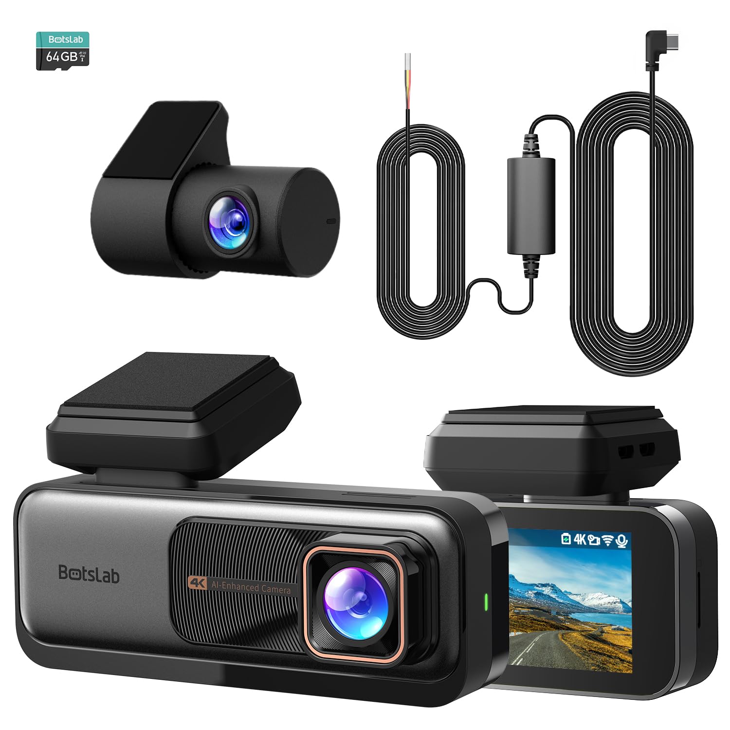 Botslab G980H Kit dash cam 4K SD 64GB GPS