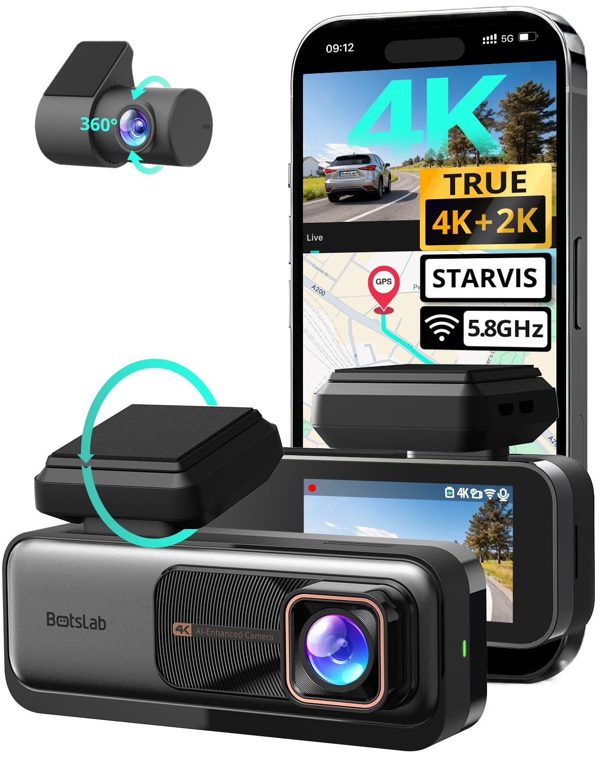 Botslab Dual dash cam auto anteriore posteriore 4K+2K ADAS
