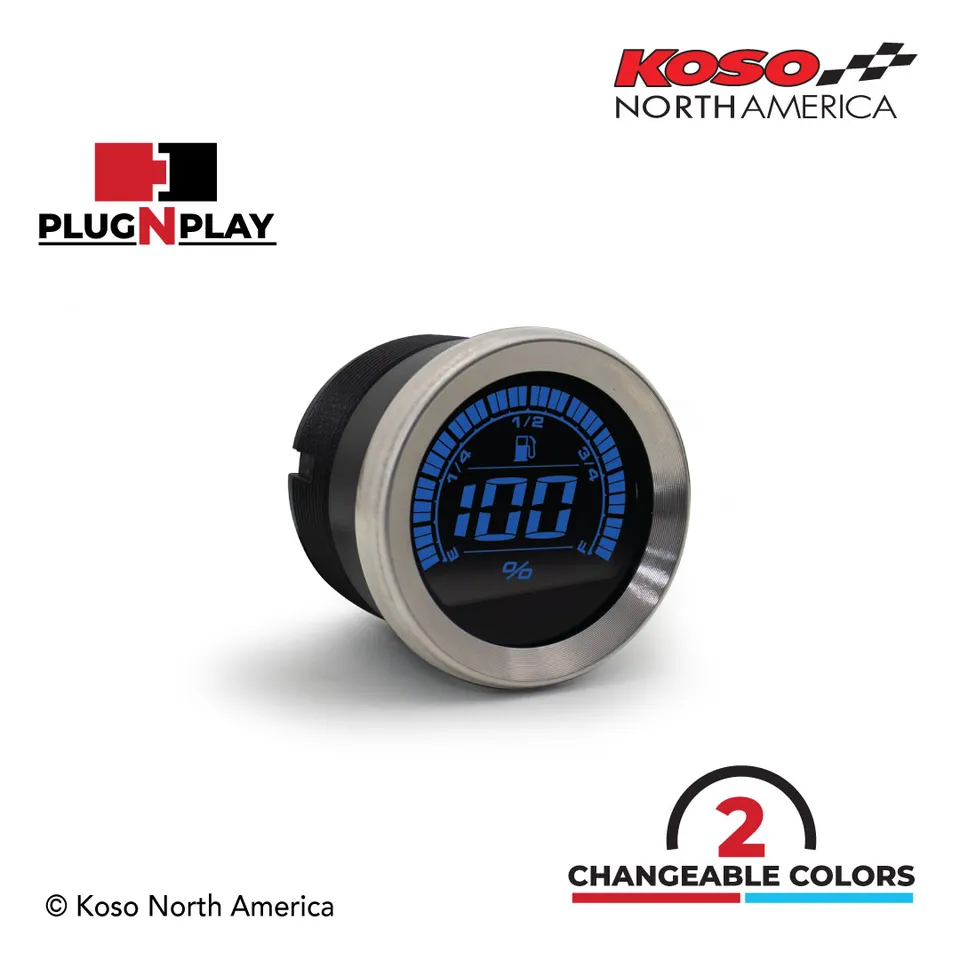Koso HD-02F indicatore benzina Harley cornice argento