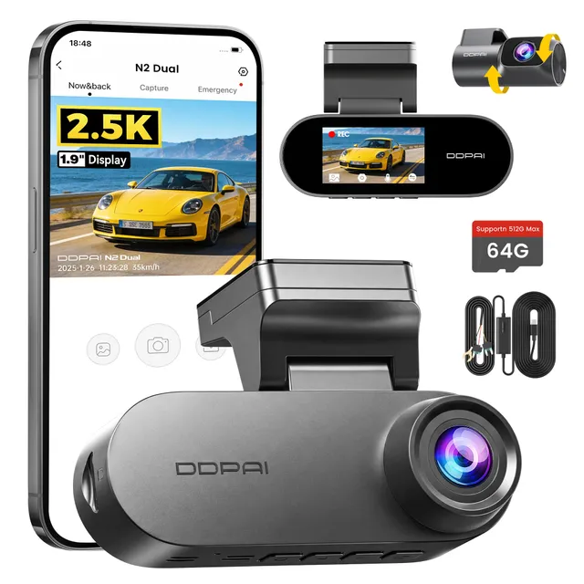 DDPAI N2 Dual dashcam auto 2.5K+1080P visione notturna