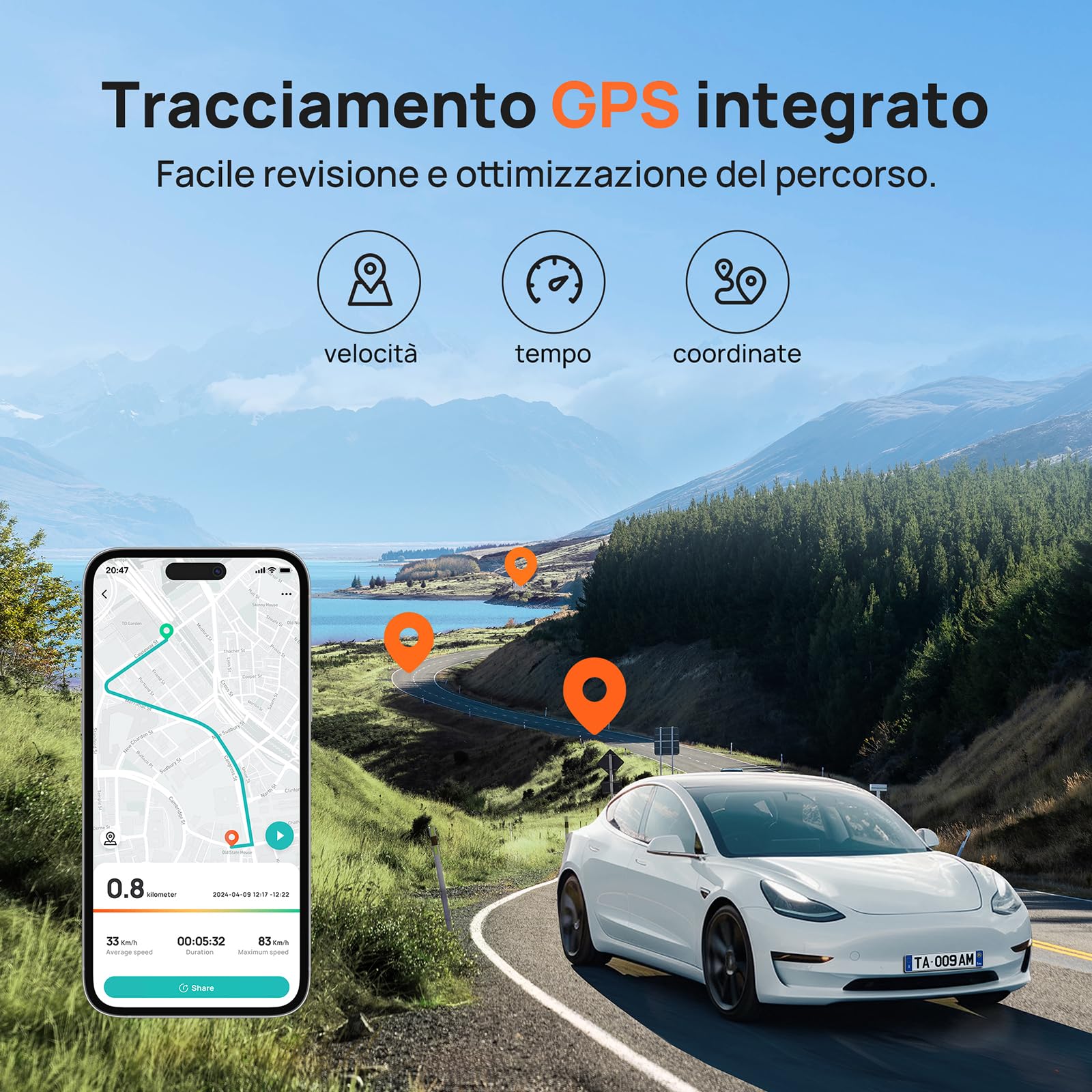 70mai Serie A A510 dash cam doppia SD 64GB GPS