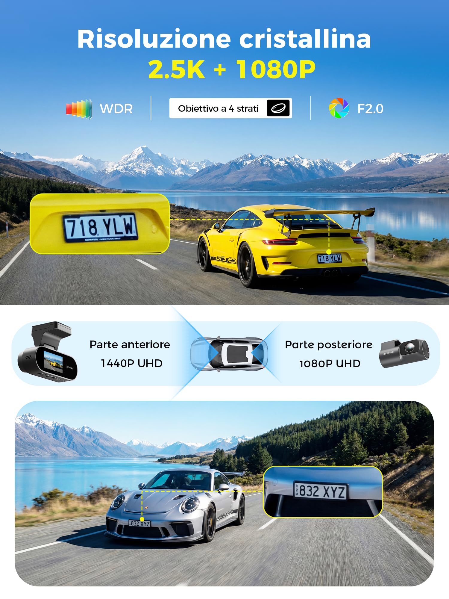 DDPAI N2 Dual dash cam auto 2.5K+1080P LCD 1,9"