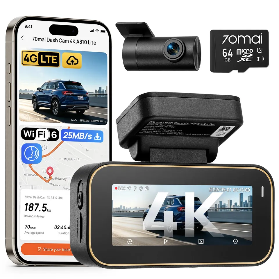 70mai A810 Lite Dash Cam Auto 4K+1080P 64GB GPS