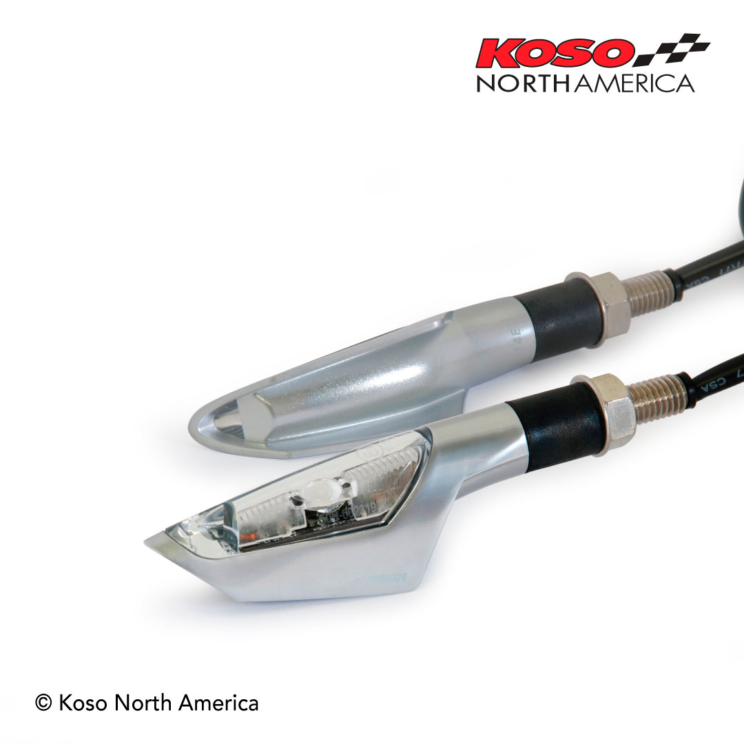 Koso Jet frecce LED moto argento lente chiara