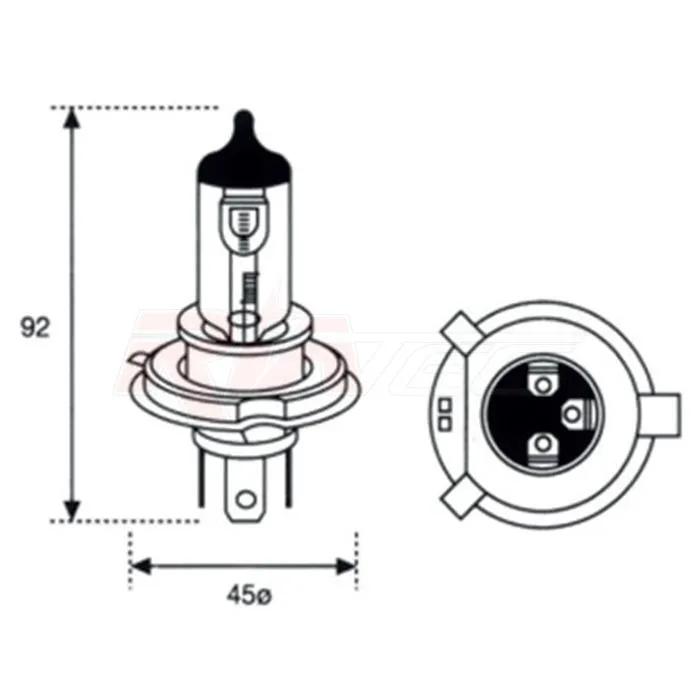 RIATEC MOD07LL lampada H4 attacco P43T