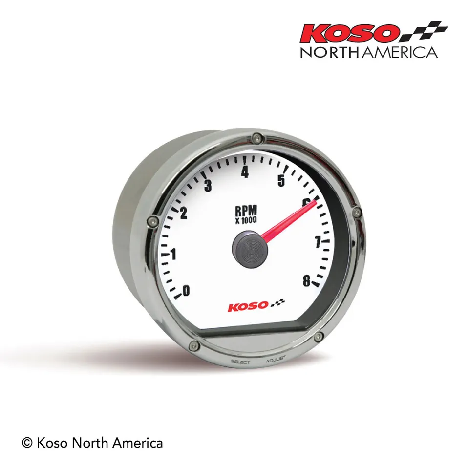 Koso TNT-01R Contagiri 8000 RPM Cromo Bianco