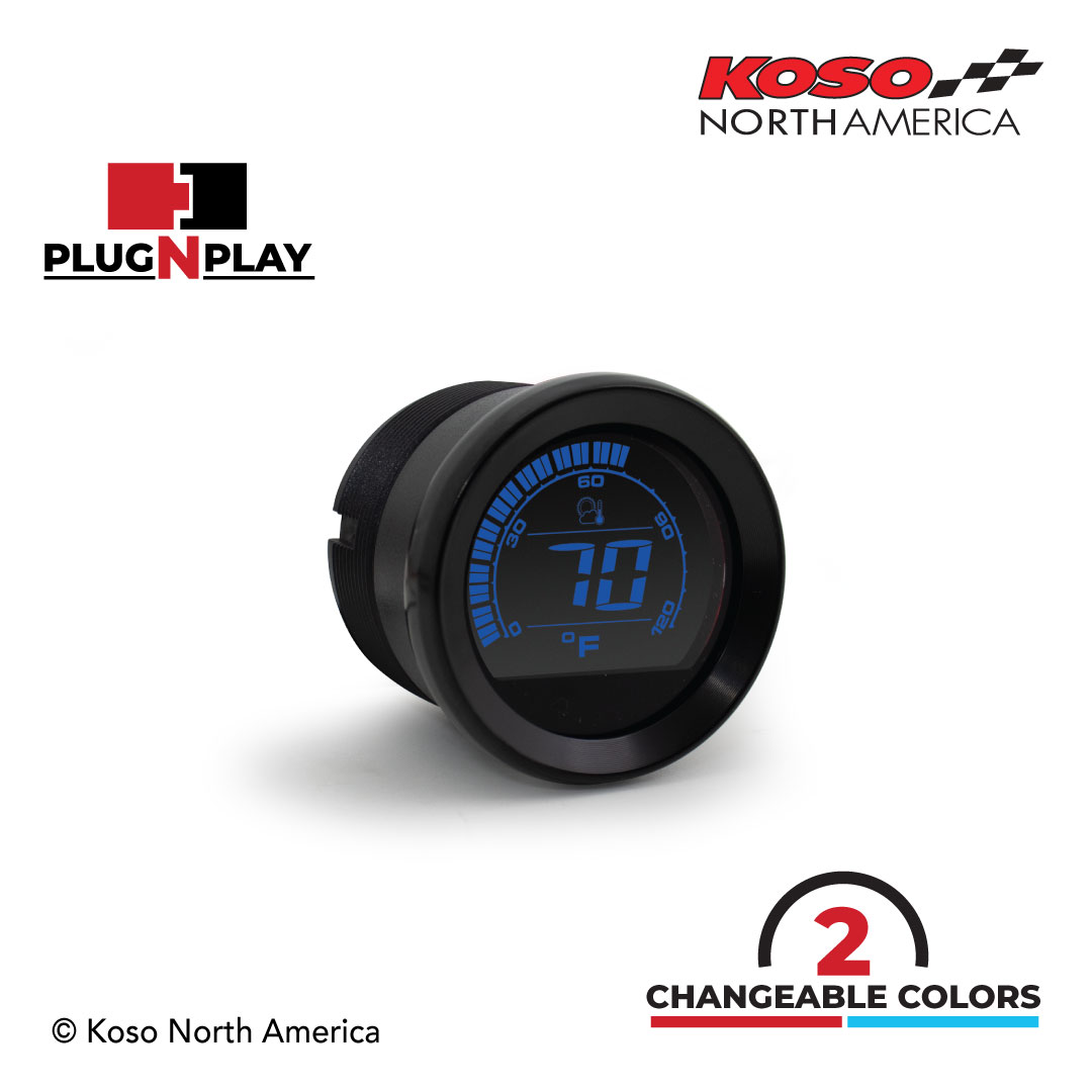 Koso HD-02T termometro aria cornice nera per Harley-Davidson