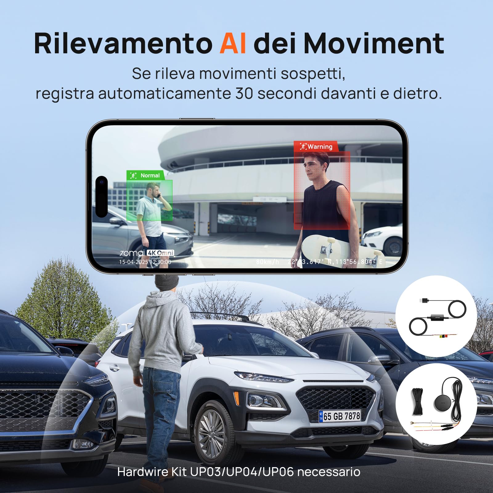 70mai 4K Omni dash cam auto dual 4K+1080P 360°