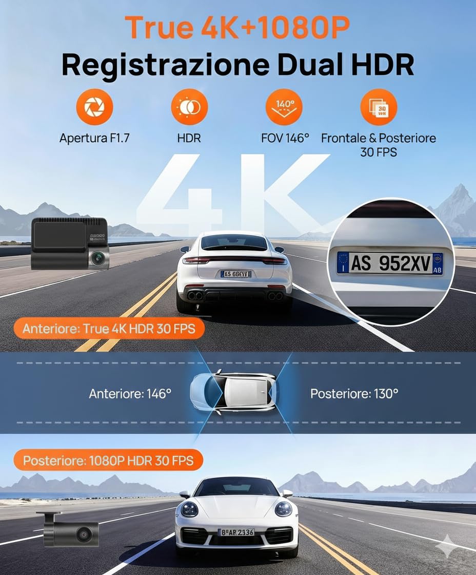 70mai Serie A A810S dash cam 4K SD 128GB GPS
