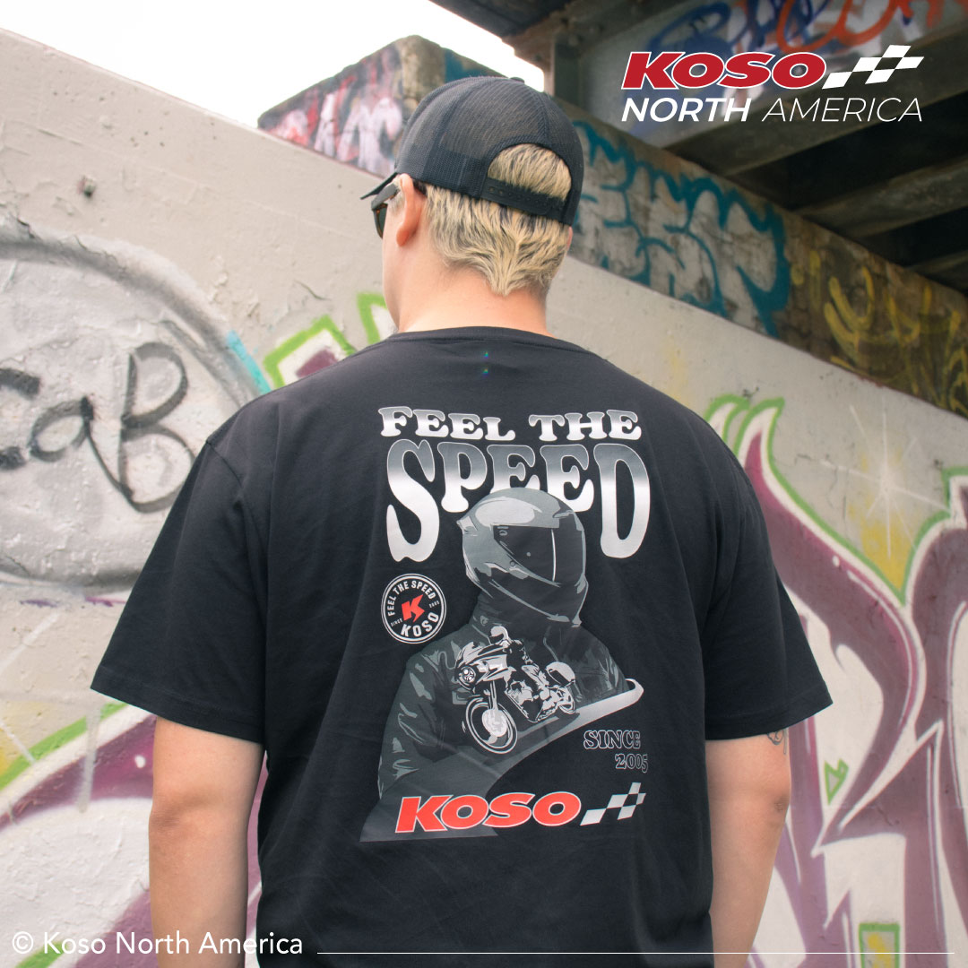 Koso Feel The Speed t-shirt nera cotone grafica