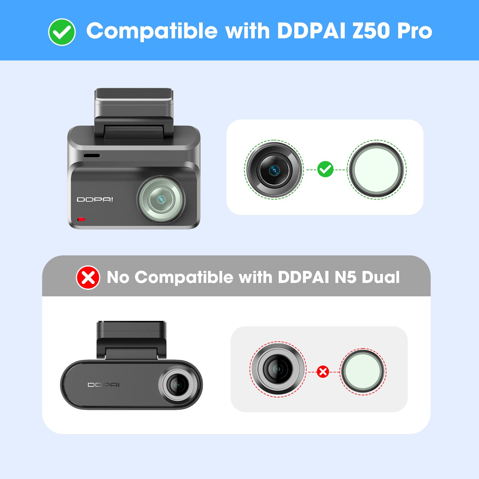 DDPAI Z50 Pro filtro CPL anteriore antiriflesso