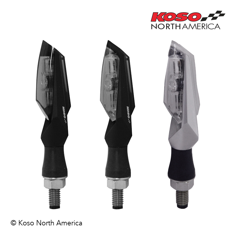 Koso Mars LED frecce moto nere fumé coppia