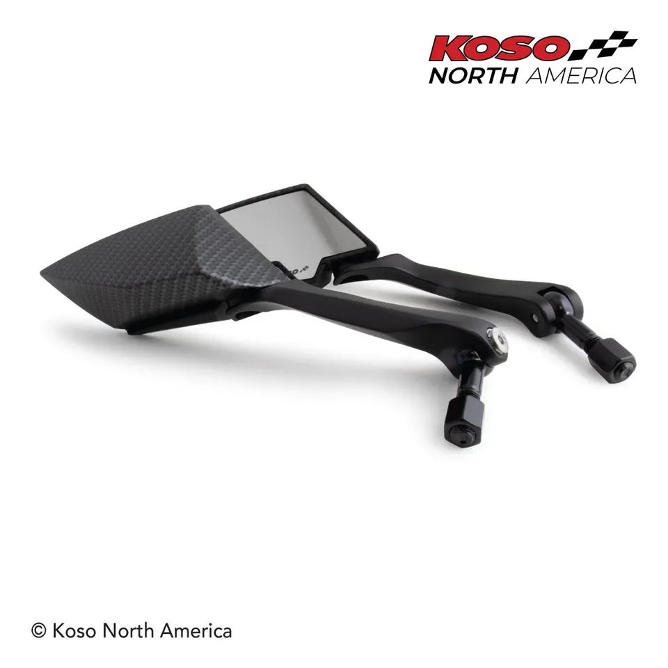 Koso TT-Style specchietti moto carbonio lente chiara neri