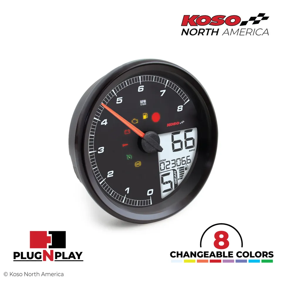Koso HD-05 contachilometri multifunzione nero Harley
