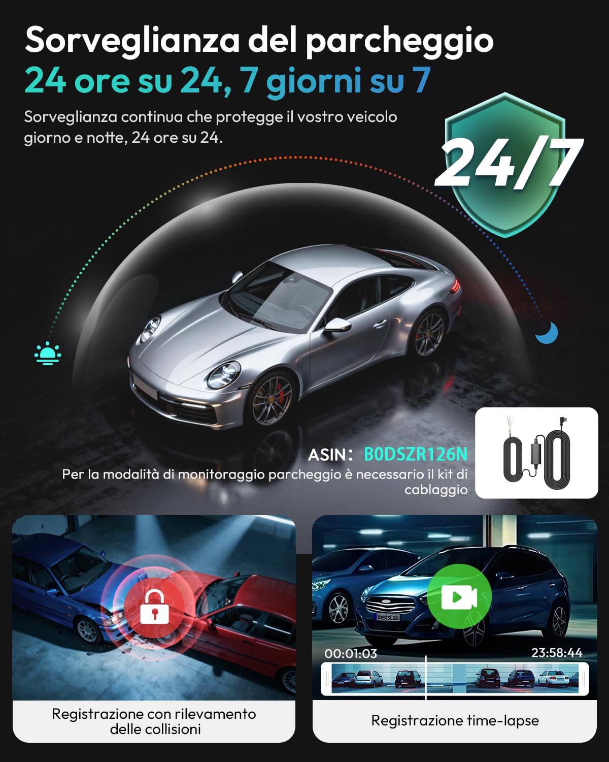 Botslab Dual dash cam auto anteriore posteriore 4K+2K ADAS