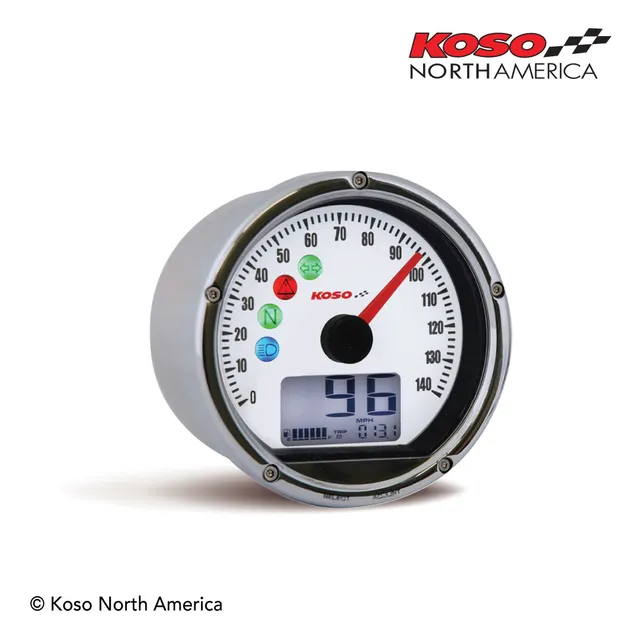 Koso TNT-01S contachilometri cromato bianco per Harley