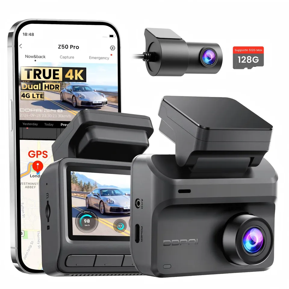 DDPAI Z50 Pro dash cam auto 4K+1080P con 128GB