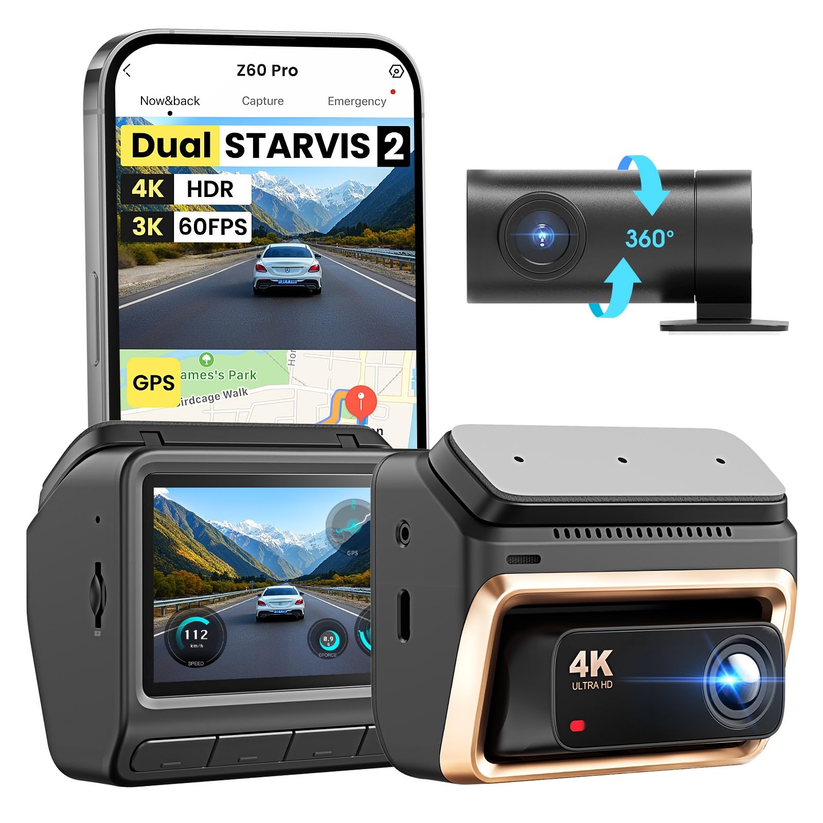 DDPAI Z60 Pro dash cam auto 4K doppia GPS
