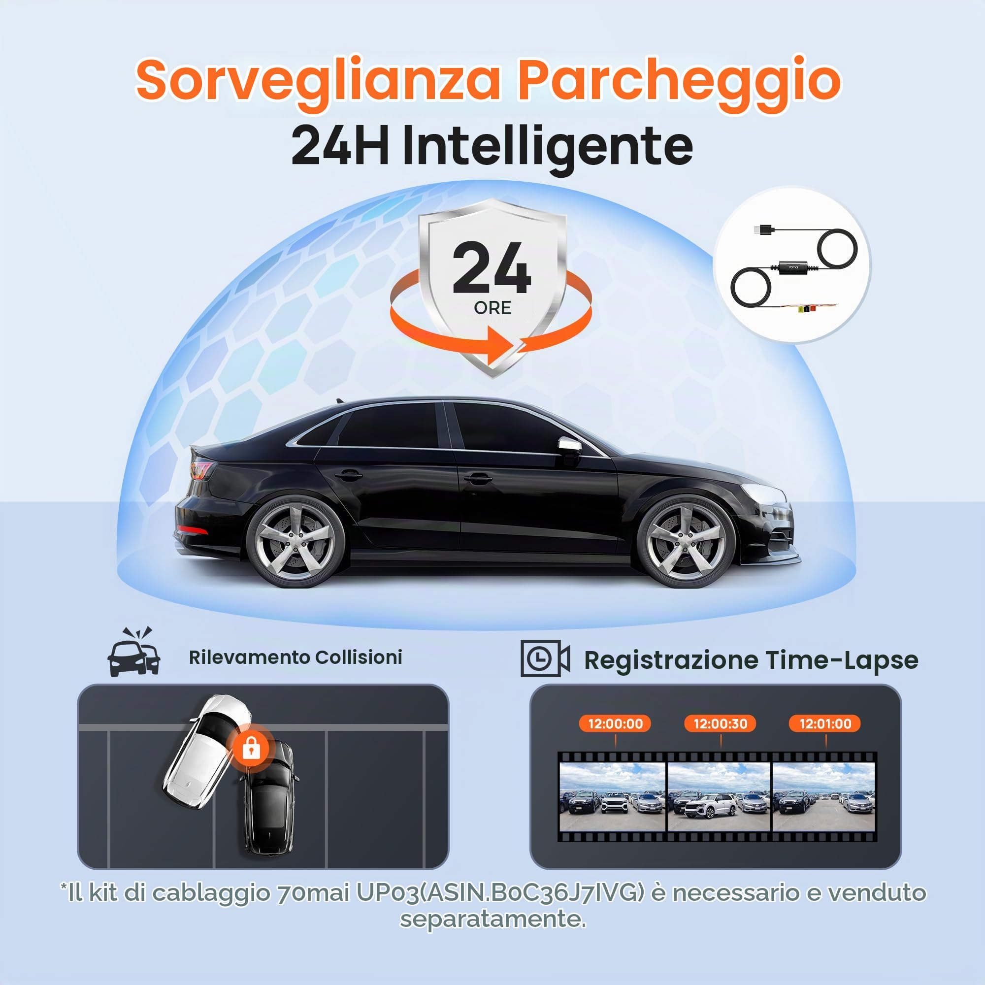 70mai M310 Plus dash cam auto 3K + kit UP06 parcheggio