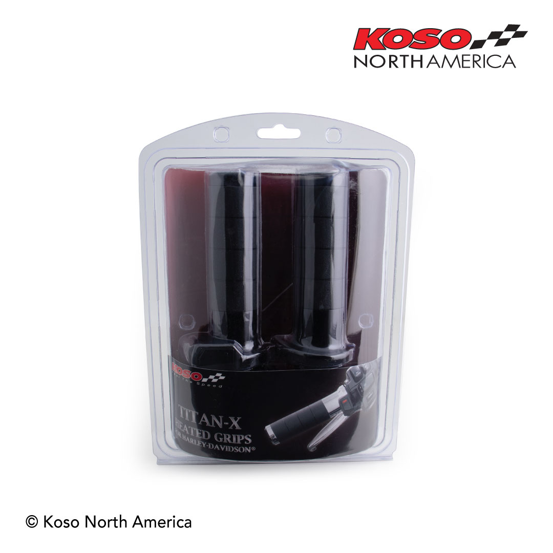 Koso Titan-X manopole riscaldate Harley cavo nere