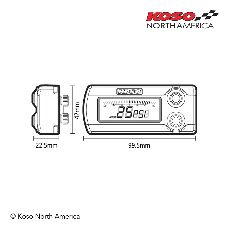 Koso X-1 Manometro Turbo 15-30 PSI con Picco