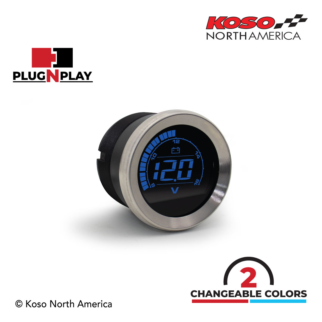 Koso HD-02V Voltmetro Harley-Davidson Ghiera Argento