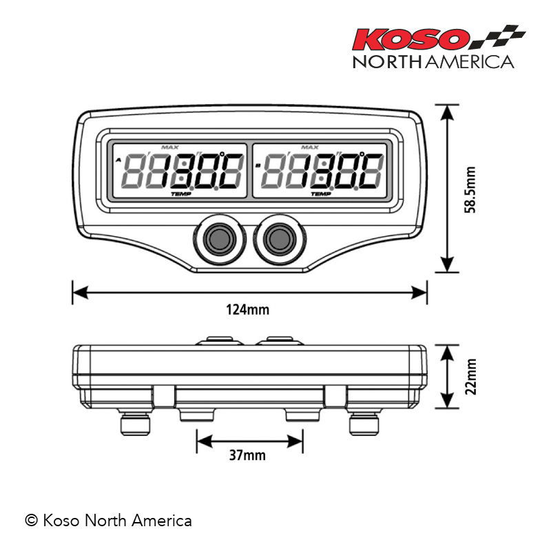 Koso EGT-02 misuratore doppio temperatura scarichi