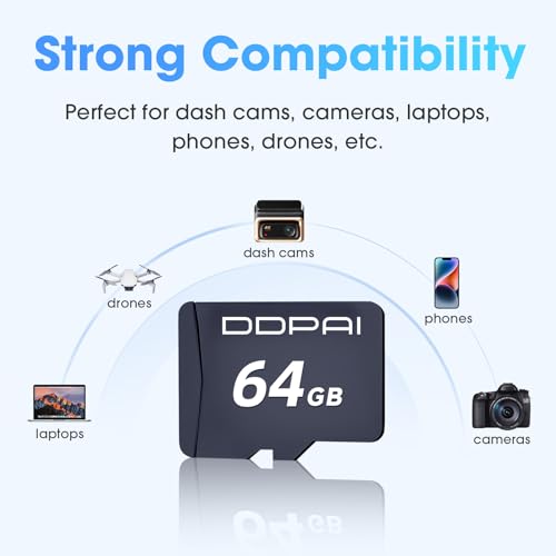 DDPAI Scheda microSD 64GB A1 U3 V30 per dashcam 4K