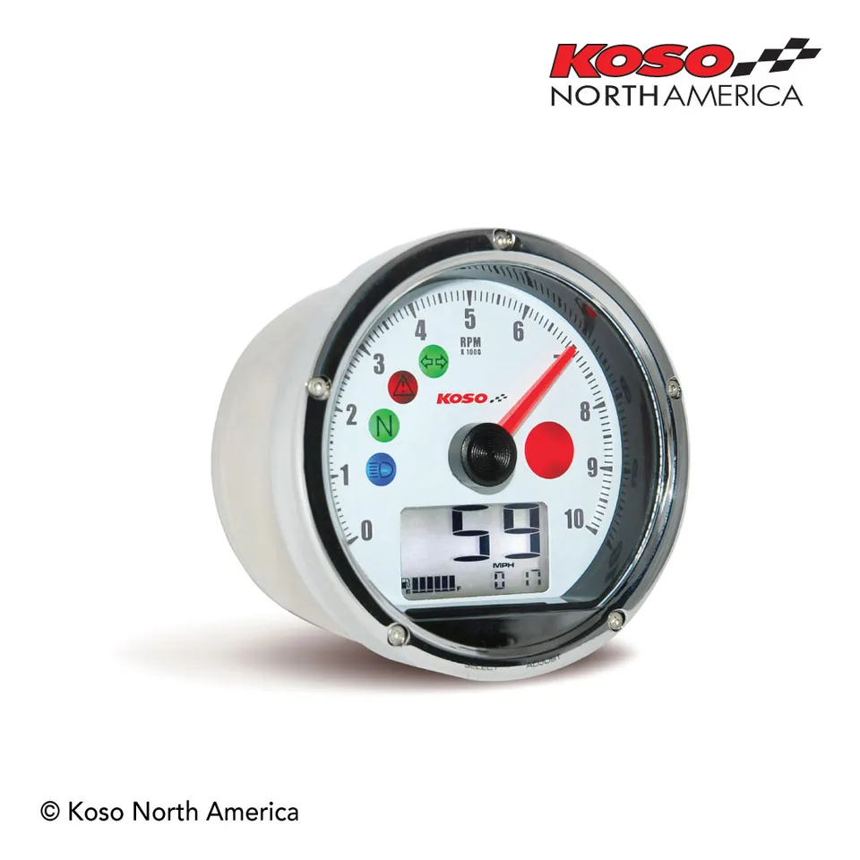 Koso TNT-01 contachilometri Harley cromo bianco